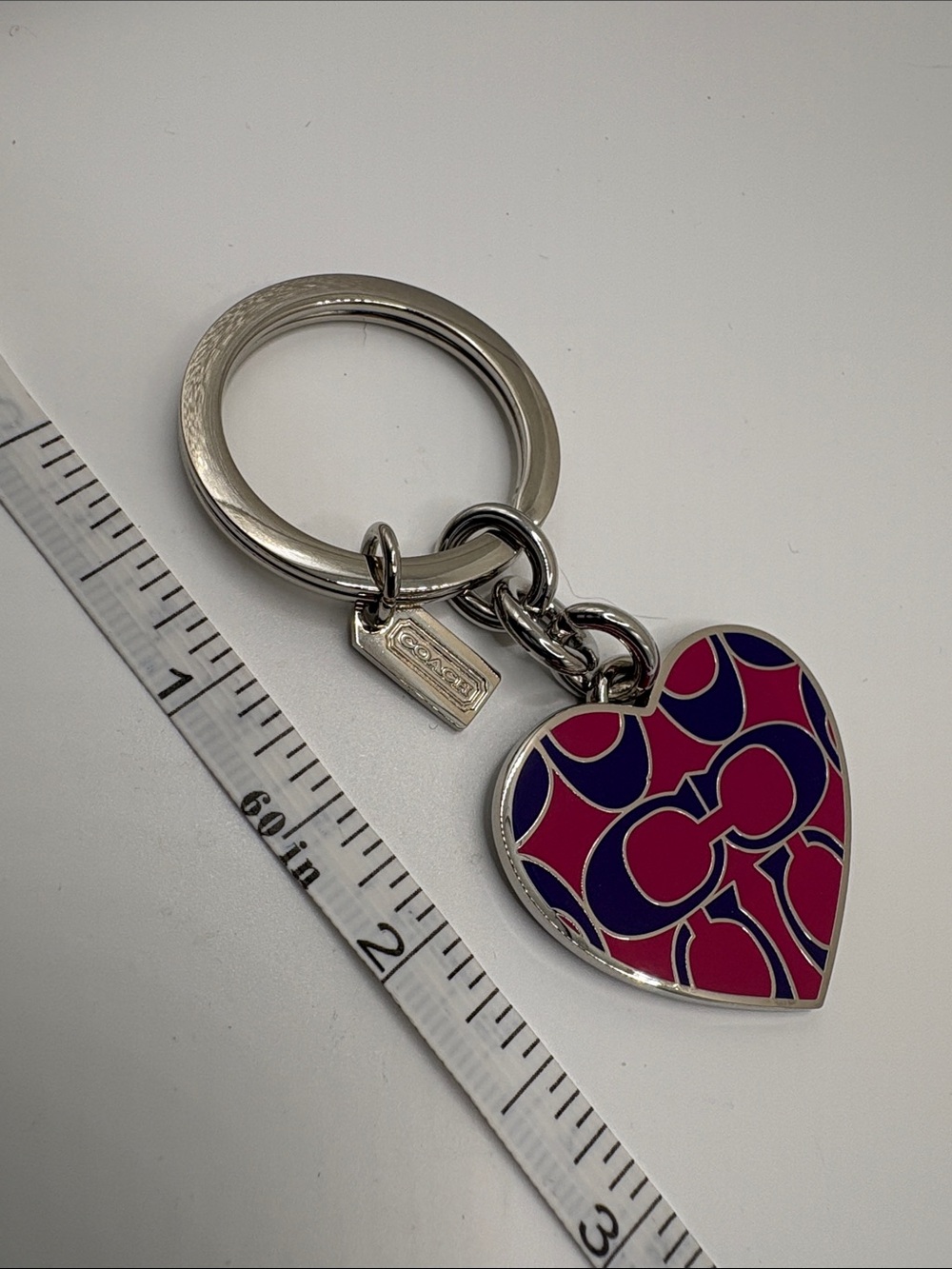 Coach Pink and Purple Heart Key Ring Charm